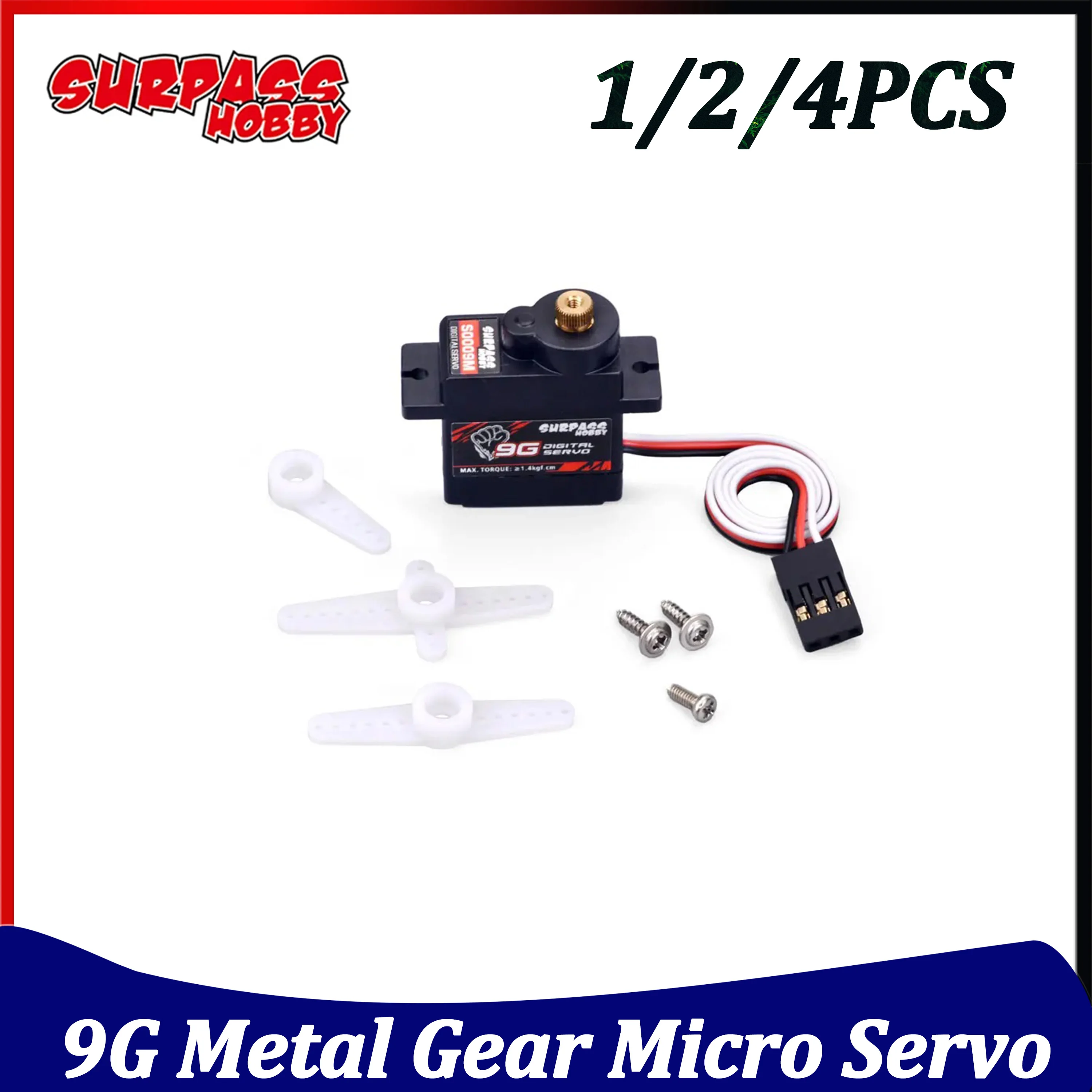 1/2/4PCS 9G Digital Micro Servo Metal Gear 4.8V~6V for RC Car Truck Crawler Plane Fixed-wing Drones Robot Wltoys Axial Wltoys