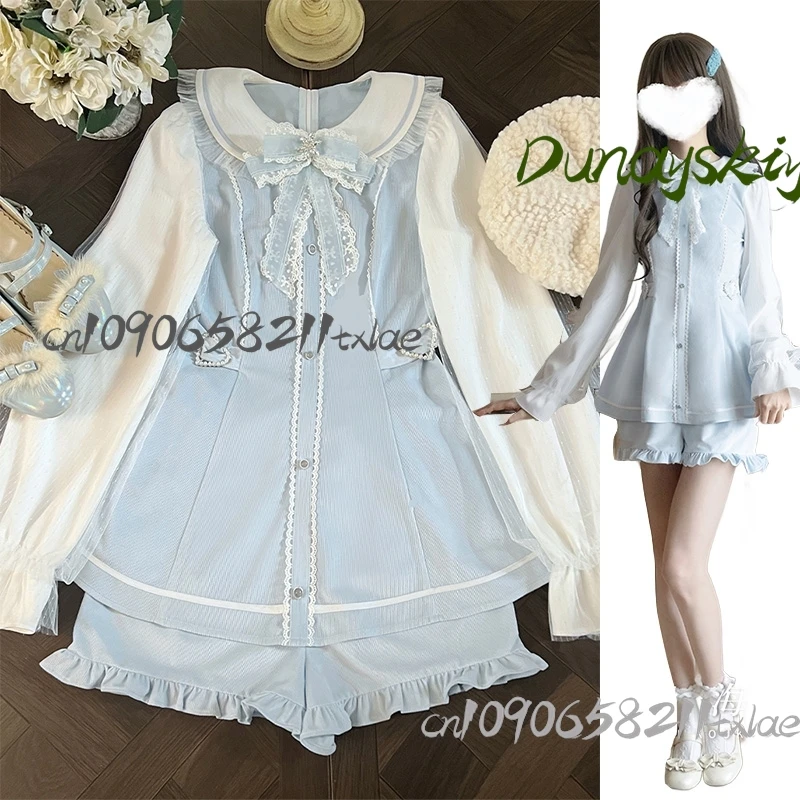 

jirai kei subcultural lace long sleeved dress clear tie set seisokei water cosplay costumes kawaii gift Halloween daily cosplay