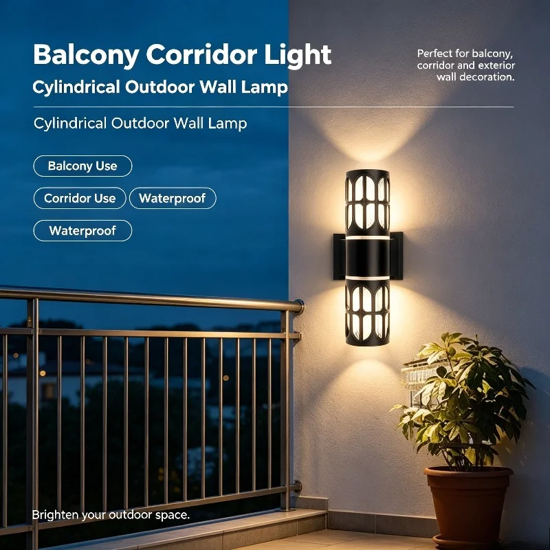 LED Outdoor Plastic Wall Lights Are Waterproof and Suitable for Garden Porch Lights Cylindrical Balconies Street Wall Lighting