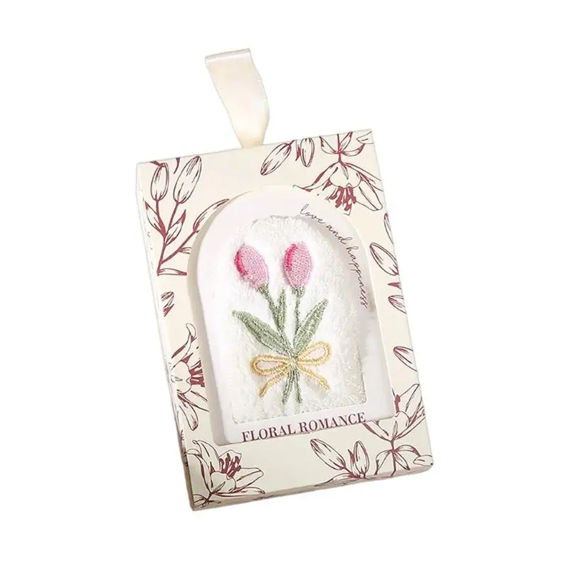 31BB Elegant Flower Embroidered Wedding Towel Souvenir Soft Absorbent Fabric Perfect for Bridal Shower Favor