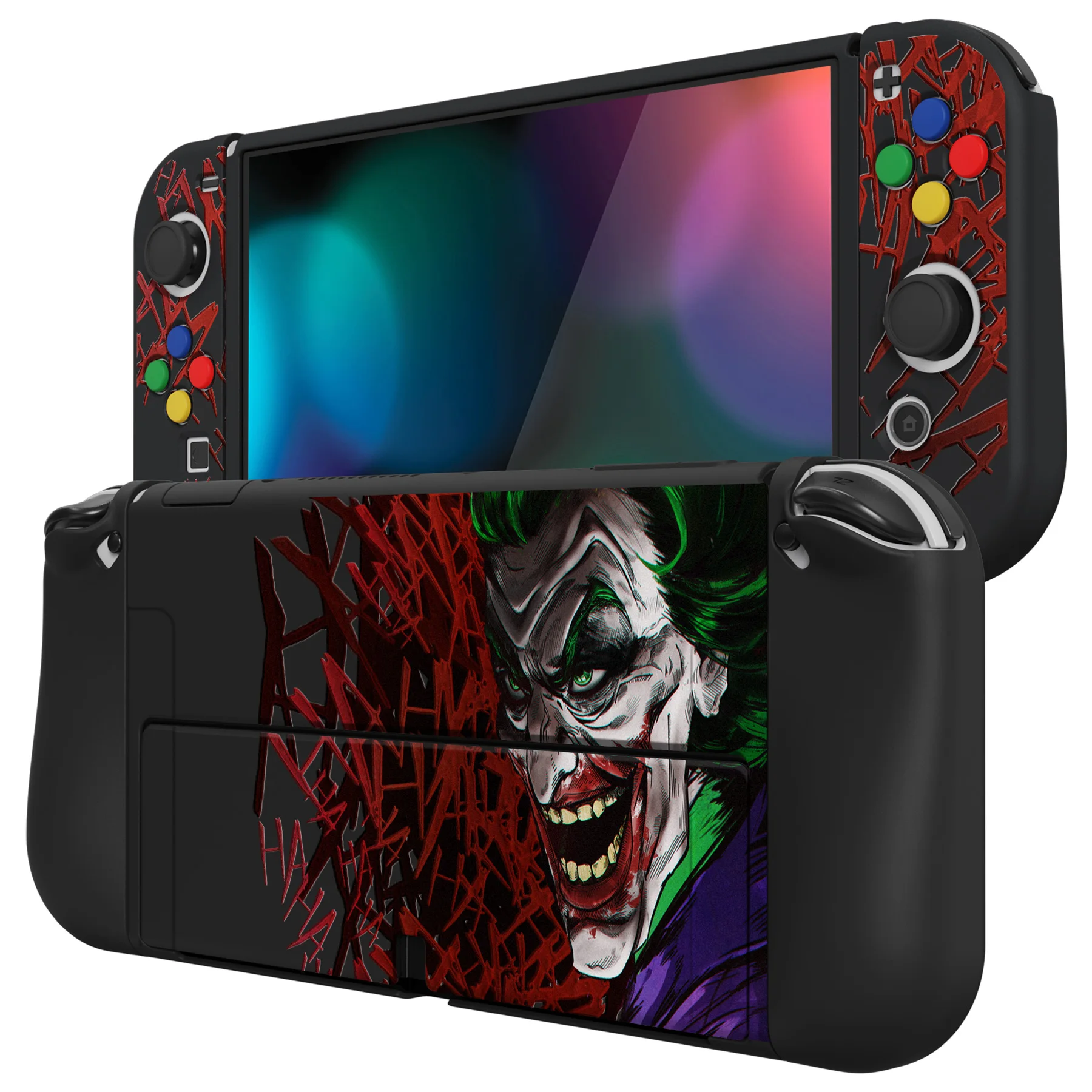 PlayVital ZealProtect Miękkie etui ochronne na Nintendo Switch OLED z uchwytami na kciuki - Clown Hahaha & Ghost of Samurai