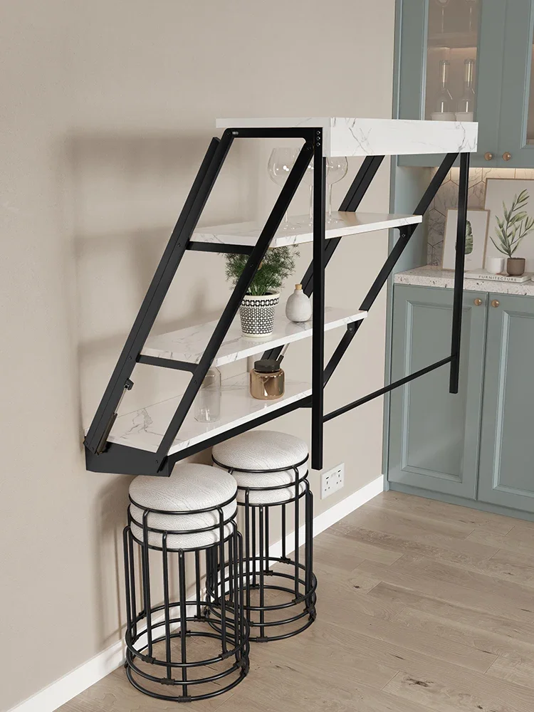 

Multi-functional folding dining table wall shelf small household apartment does not occupy the hanging space of local dining