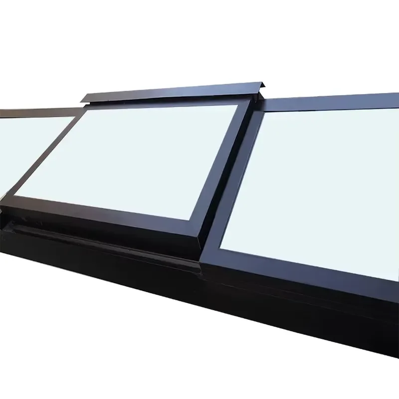 Modern Aluminum Alloy Sunroom Electric Skylight With Built In Glass Shutters Tempered Hollow Soundproof Insulation Roof