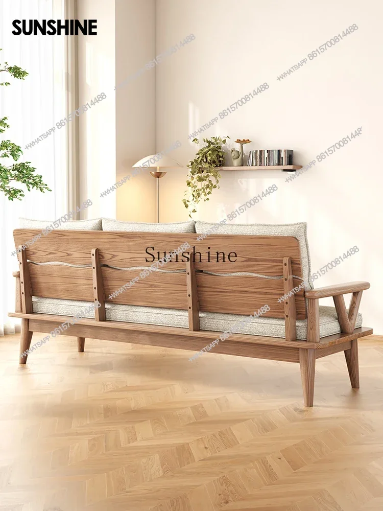 All solid wood small apartment household winter and summer dual-purpose large-board fabric sofa suitable for old furnitureX