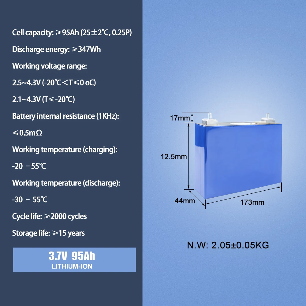 3.7V 95Ah CATL Lithium NCM Rechargeable Prismatic Battery For Solar Energy Storage Outdoor Power Supply Boat 3-10 PCS