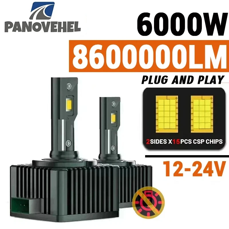 

Светодиодные лампы PANOVEHEL D3S LED D1S 8600000LM 6000W для фар, Canbus, D4S D2S D8S D1R D2R D3R, сверхъяркие автомобильные LED-лампы 12V 24V, 2 шт.