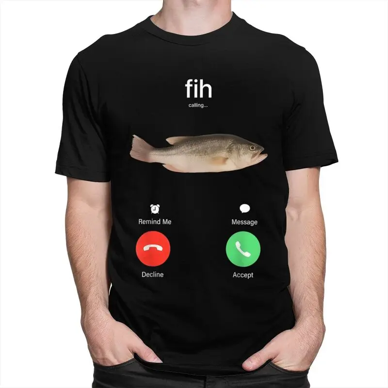 Mens Fish Is Calling T Shirts Short-Sleeve Cotton Tshirts Casual Angler Fishman Fishing Quotes Tees Loose Fit Clothes