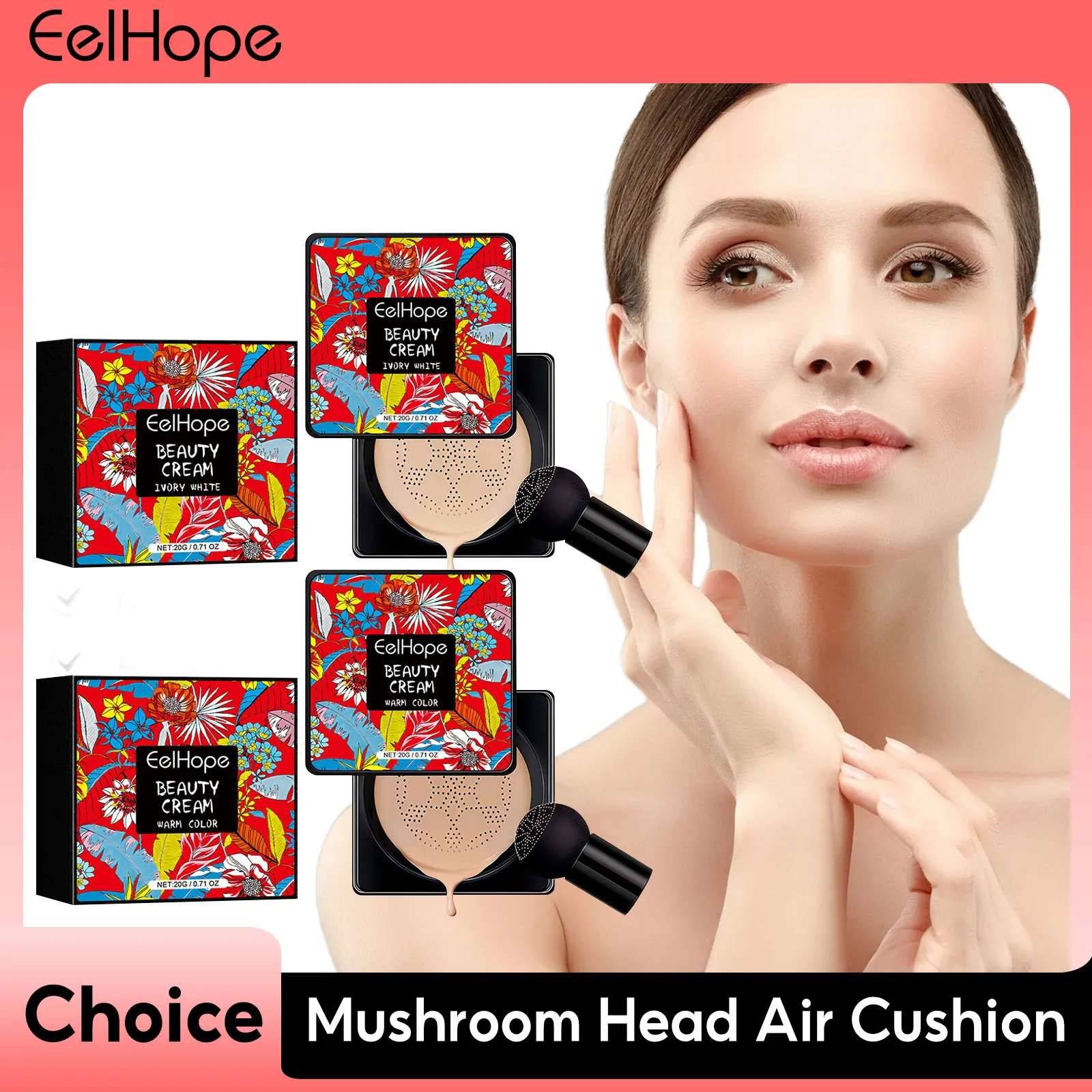 

Makeup Foundation Mushroom Head Air Cushion CC Cream Moisturize Oil Control Waterproof Powder Puff Face Base Concealer Cosmetics