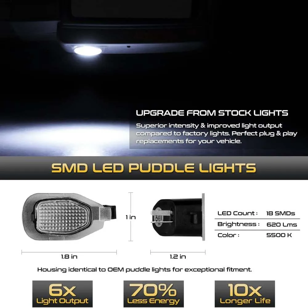 LED Side Rearview Mirror Puddle Lights Lamps Assembly Pair Set For 2013 2014 Ford Mustang OEM DR3Z-13B375-B