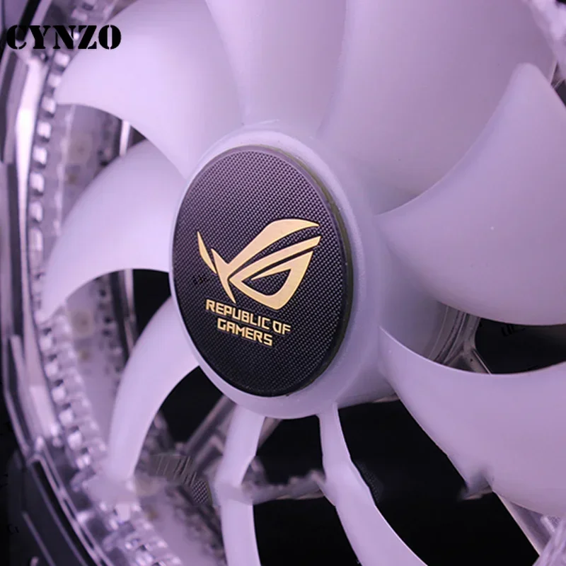 Computer 12CM Case Fan Stickers for AORUS/ROG/MSI Gold-plated Chassis Decorative Stickers DIY PC Accessories