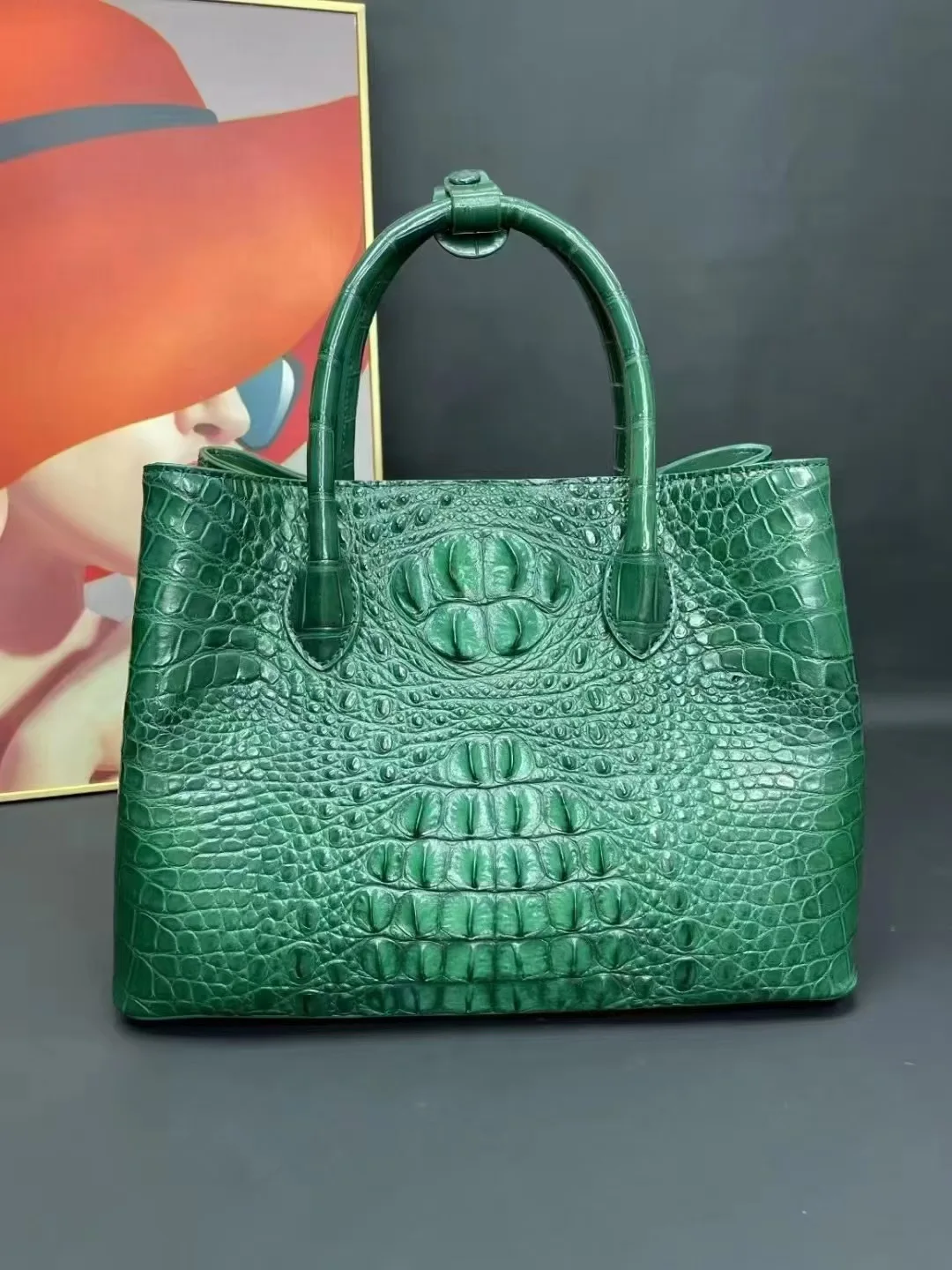 Real crocodile leather handbag made of 100% genuine leather