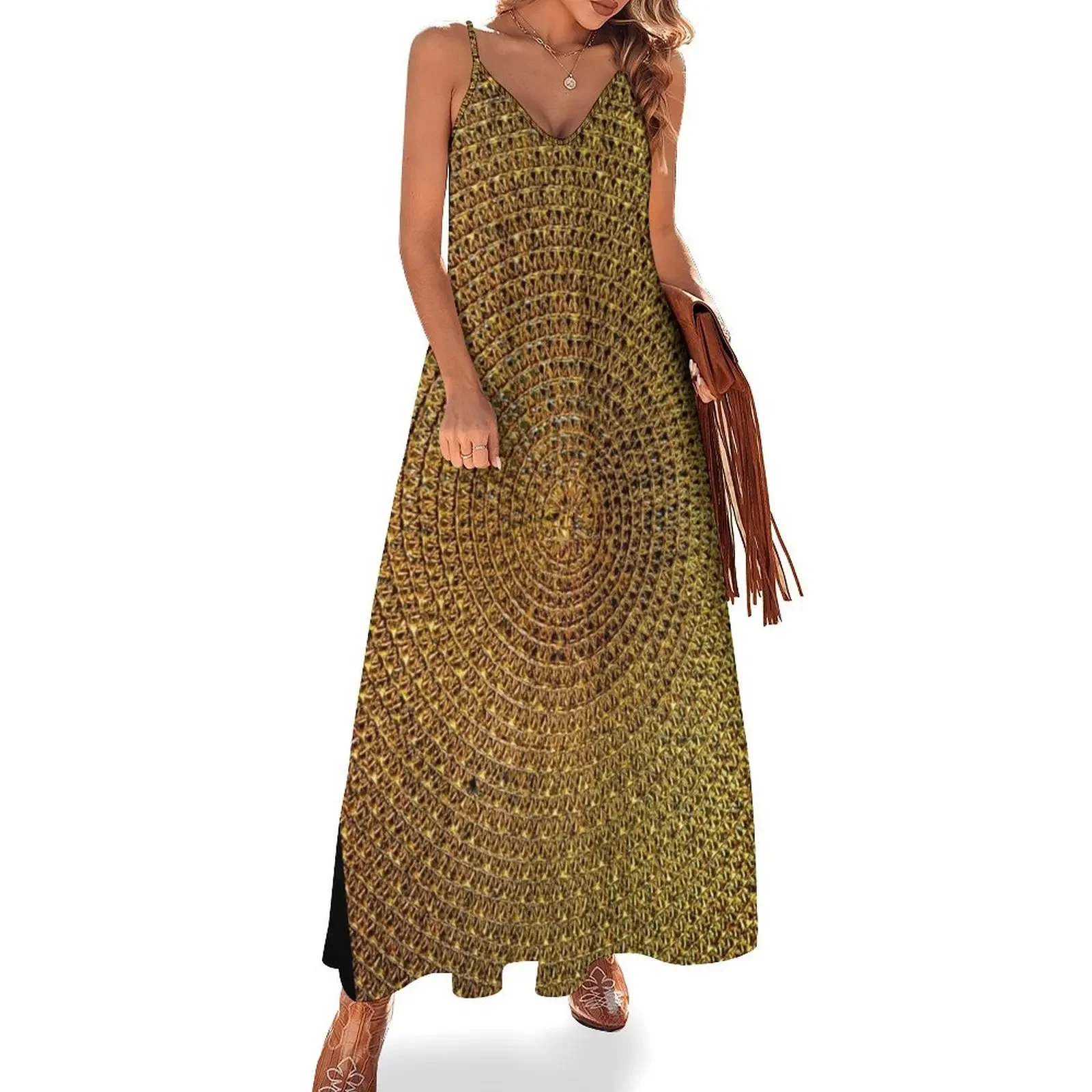 

Gold chain spiral Sleeveless Dress dress for women summer dress dresses long sleeve