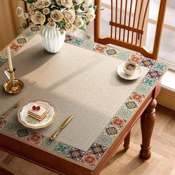 American Retro Tablecloth Waterproof Oil Resistant Scald Resistant and Washable Table Mat Premium Leather Coffee Table Cloth
