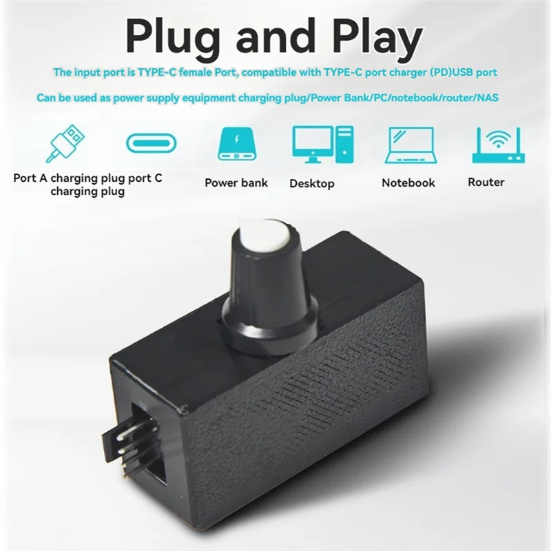 A73M-PWM Geschwindigkeitsregler 12V 4Pin PWM Lüfterregler USB TYPE-C Netzteil DIY Wasserkühlung Kühler