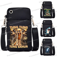 Nylon Women Men TUNG TUNG TUNG SAHUR Small Shoulder Bag Fashion Italian Brainrot Mobile Phone Bag Unisex Mini Crossbody Bag