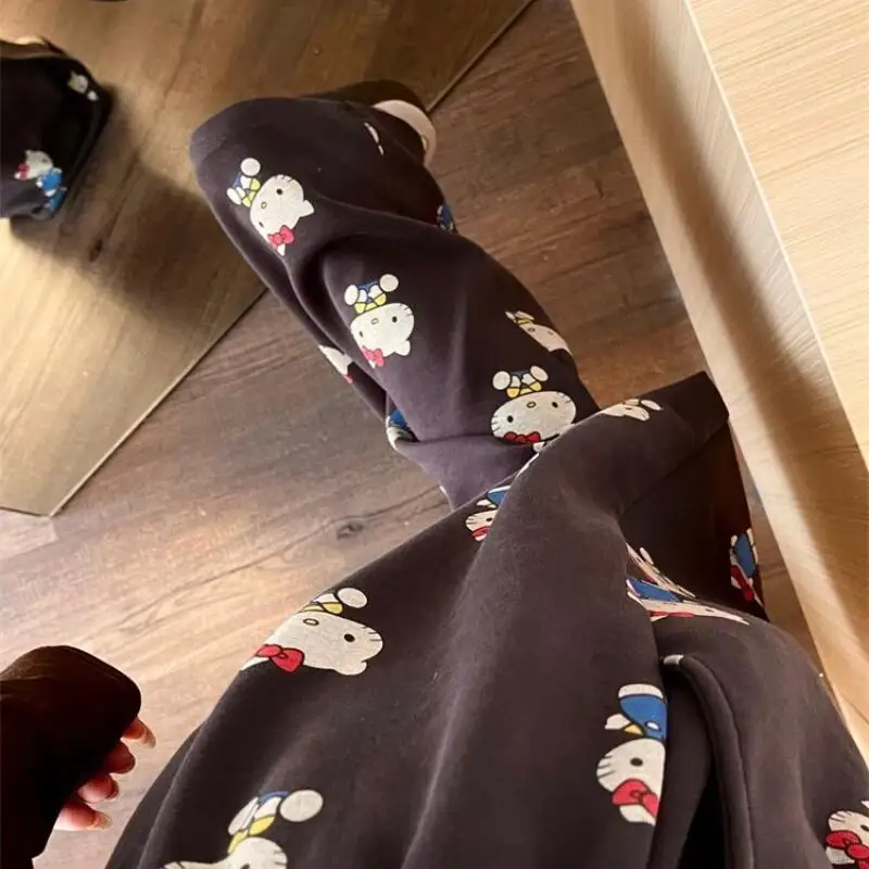 Pants Wide Leg Pants Hello Kitty Women's Spring/summer Thin Style Sanrio Fat Mm Casual Look Slim Floor Pants Large Cartoon Print view 2
