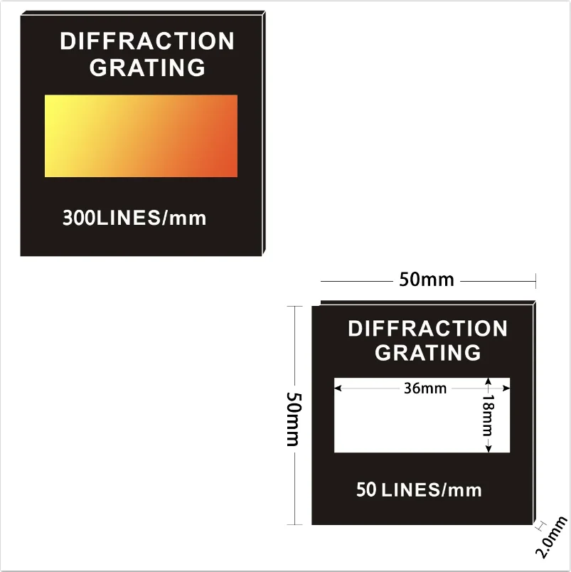 50-600 Lines Reflection Grating Spectroscopy Demo Holographic Teaching Aid DIY Optical Instrument 50x50mm