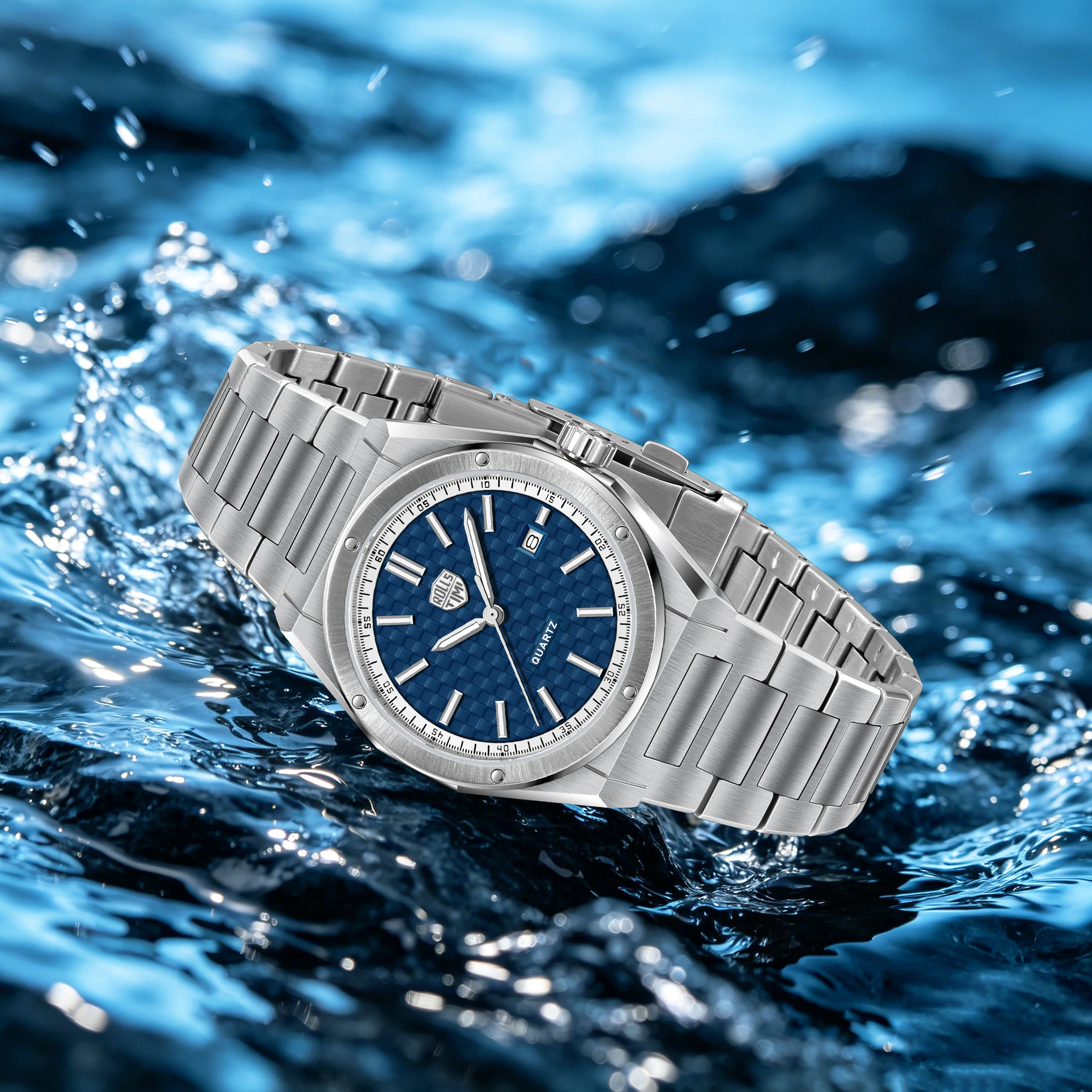 ROSSITIMI Urban Business Men's Quartz Watch Stylish & Elegant Stainless Steel Sapphire Glass Calendar 5Bar Diving Luminous Watch