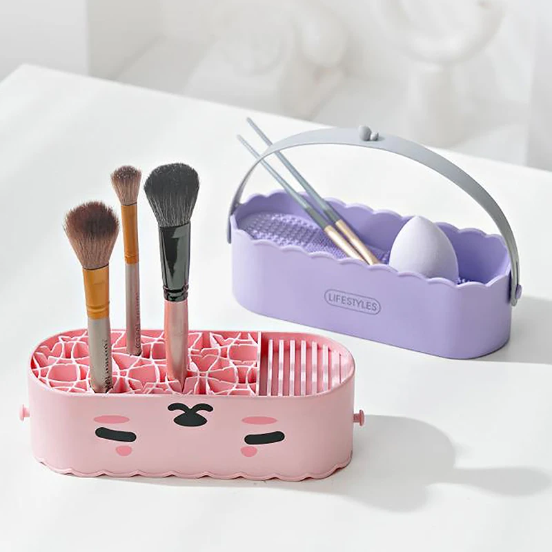 Rubber Mackup Brush Cleaning Tool Cosmetics Storage Box Multi-Functional Cosmetic Brushes Beauty Egg Cleaner Bathroom Supplies