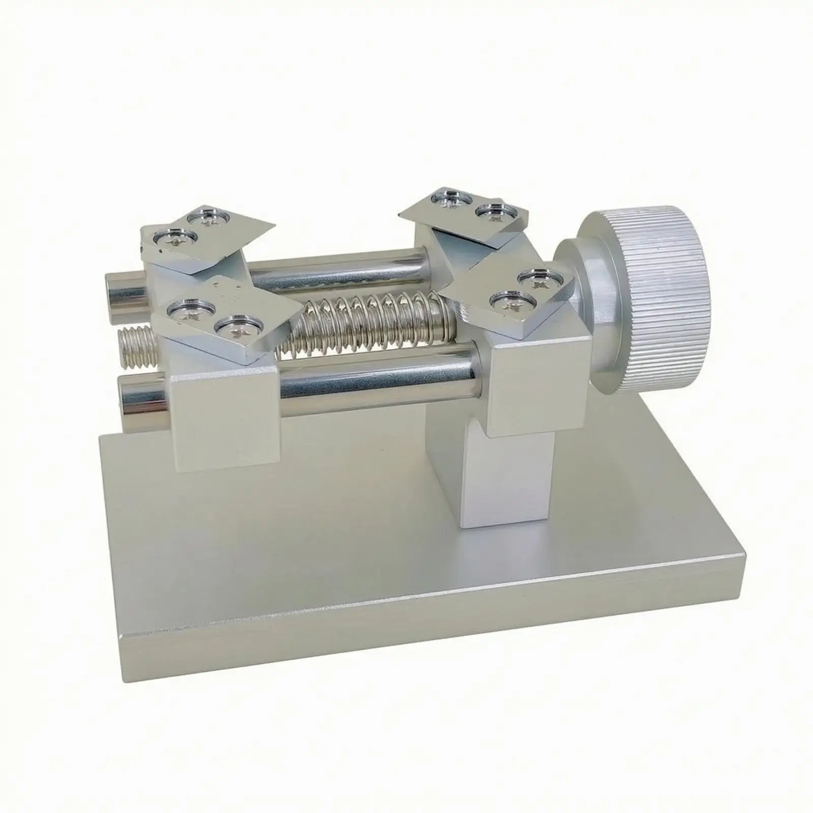 Professional Watchmaker Tool for Case Removal with Secure Screw Fasteners and Rectangular Base for Watch Repair Workbench
