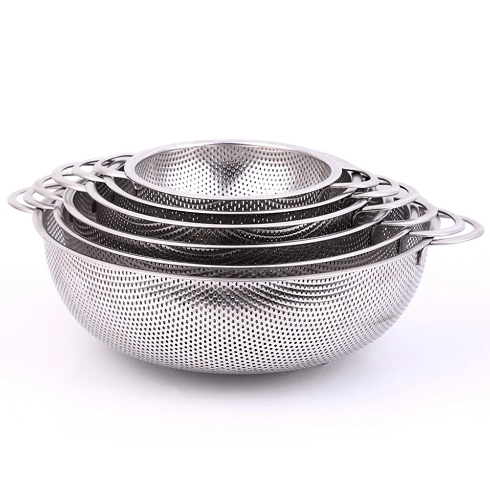 

22.5Cm Stainless Steel Fruit Vegetable Basket Rice Colander Double Handle Drain Mesh Wash Tool Kitchen Strainer For Pasta Salad