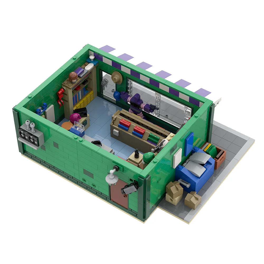 MOC Movie Street View The Androids Dungeons Baseball Cards Shop Building Blocks Model Bricks diy Assembled Toy Children Gift