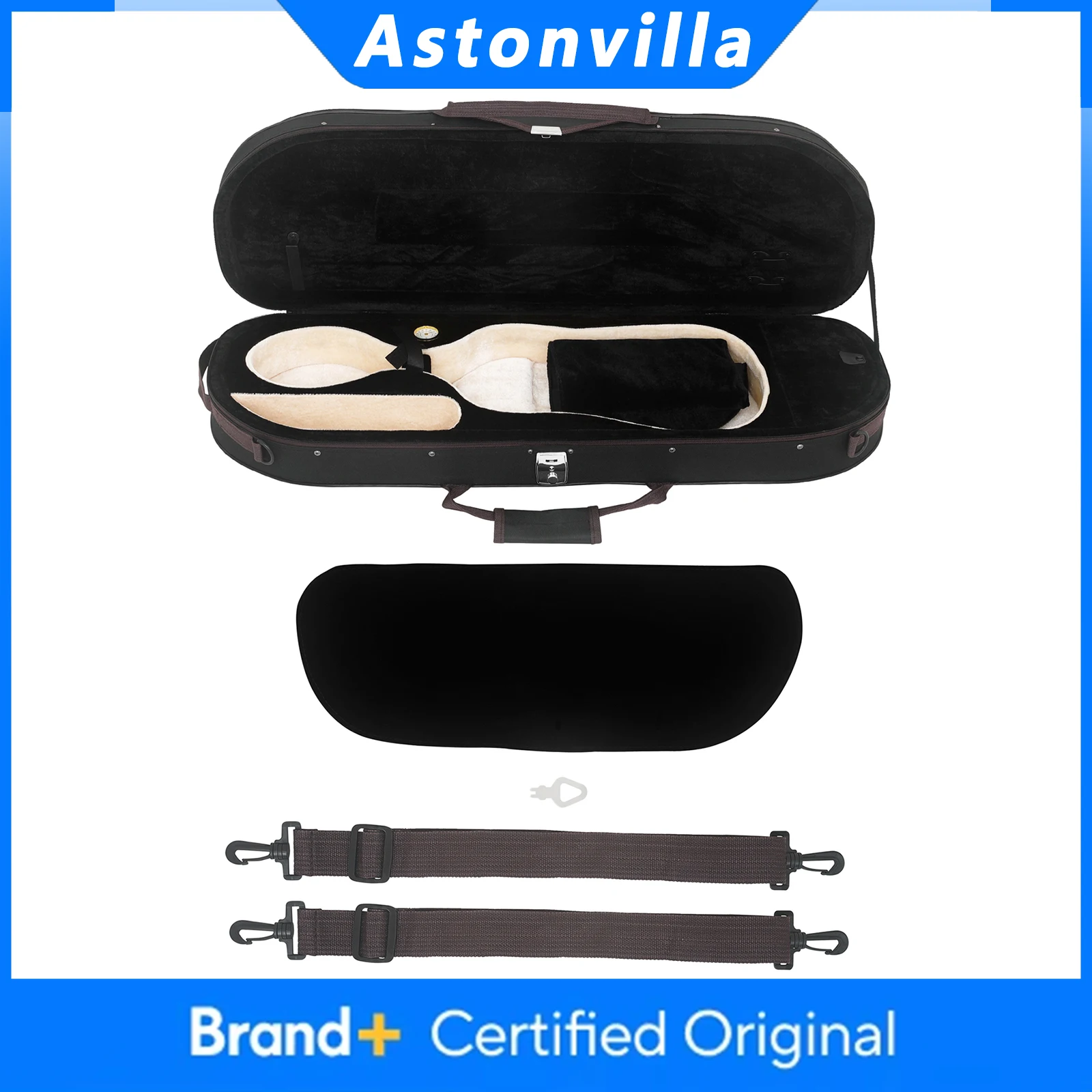 

AstonVilla 4/4 Violin Case Lightweight Oxford Violin Box Bag Violin Backpack Built in Hygrometer Stringed Instrument Accessories