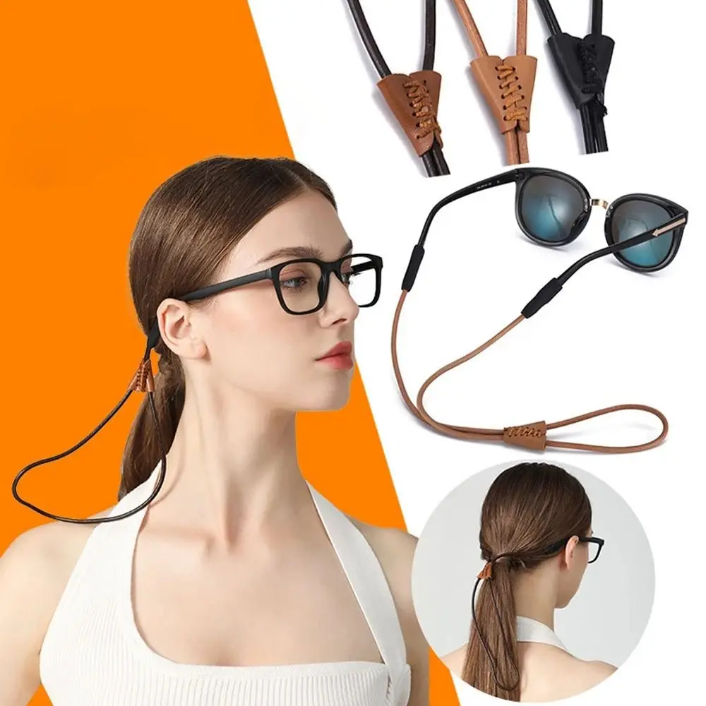 

Glasses Sports Band Holder Reading Glasses Chain Anti-lost Eyewear Chain Sunglasses String Rope Eyeglasses Strap PU Leather