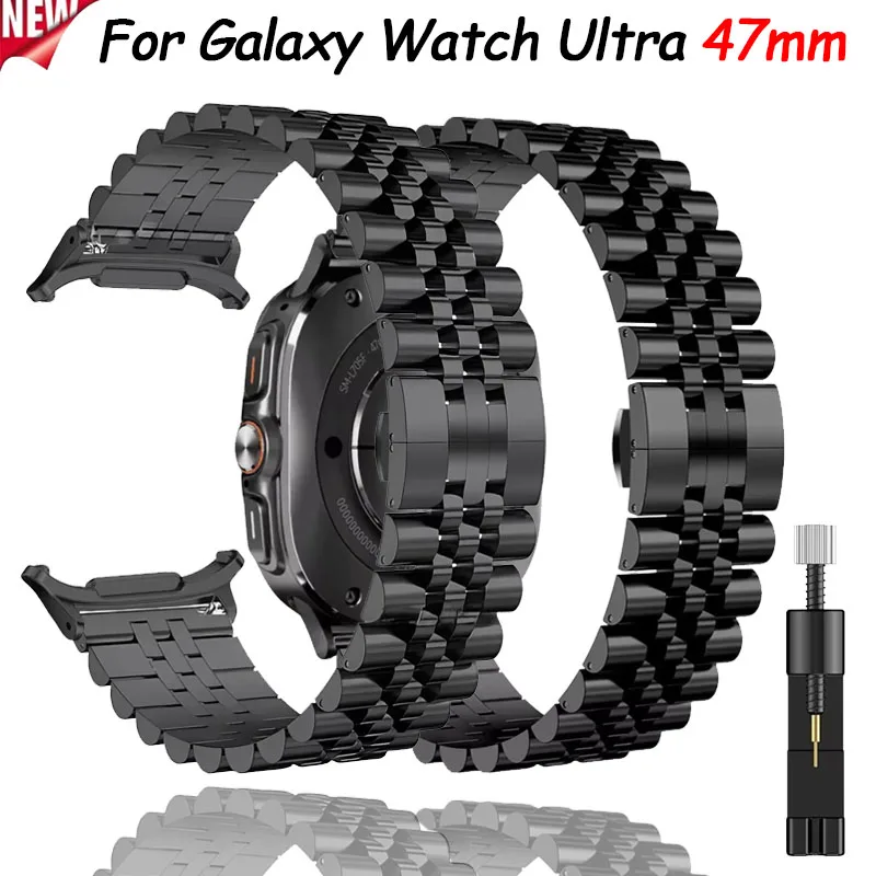 Metal Stainless Steel strap For Samsung Galaxy Watch 8 Ultra 47mm Luxury Adjustable band For Galaxy Watch 8-7 Ultra Accessories