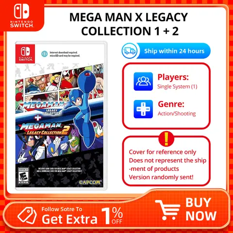 MEGA MAN X LEGACY COLLECTION 1 + 2 -US version- Nintendo Switch Game Physical Card 100% Original