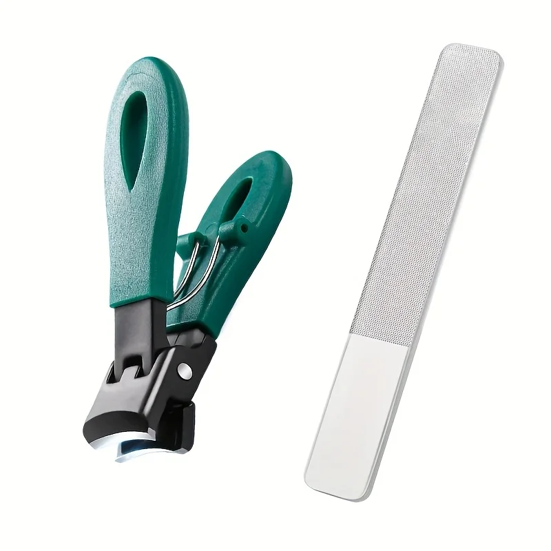 2pcs Large‑Opening Nail Clipper Set,Sharp Anti‑splash Design,Heavy‑Duty Trimmer for Thick Hard Nails,Portable Home Manicure