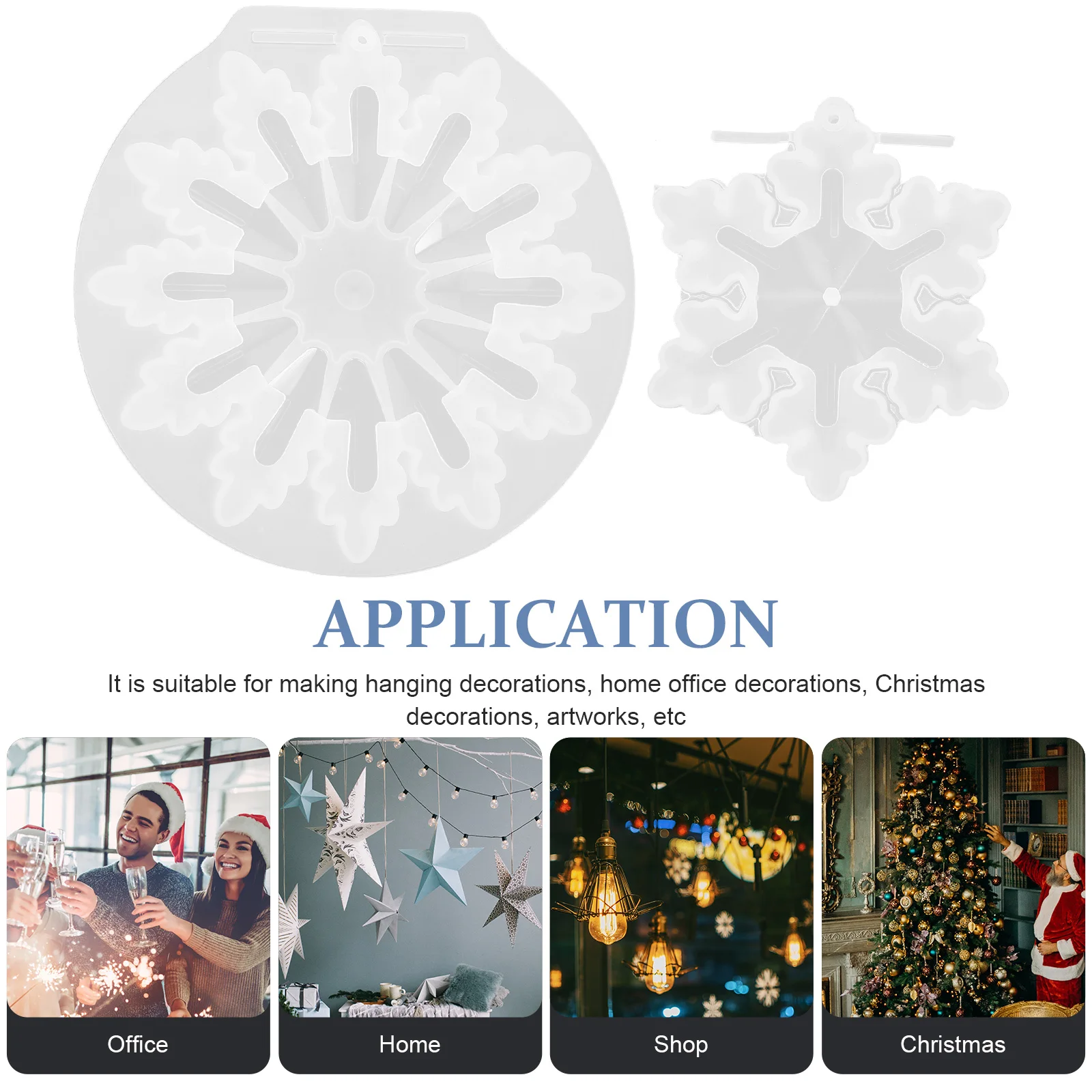 

2 Pcs Snowflake Silicone Mold Resin Decorations Christmas Craft Holiday Molds Handmade Crafts
