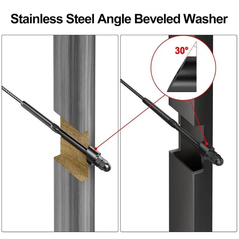 BMBY-20 Pack Stainless Steel Cable For Cable Railing Posts, For 1/8In 5/32In 3/16In Deck Cable Railing Cable Railing Angled