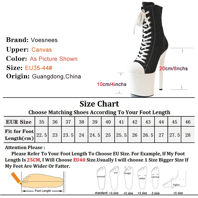 Women Shoes Canvas Platform Lace Up Pink Ankle Boots 20cm High Heel Side Zipper Thick Bottom Fashion Sexy Stiletto Booties