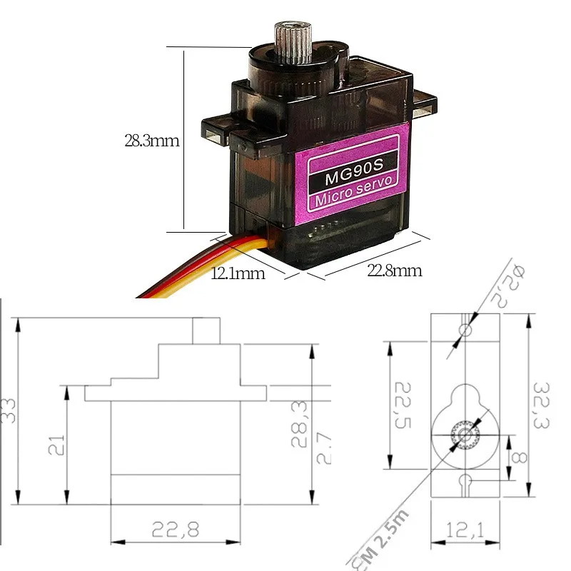 5/10/20 قطعة MG90S مايكرو محرك معزز ميتال جير التناظرية RC محرك سيرفو 180 360 لسيارة صغيرة طائرة هليكوبتر اردوينو روبوت