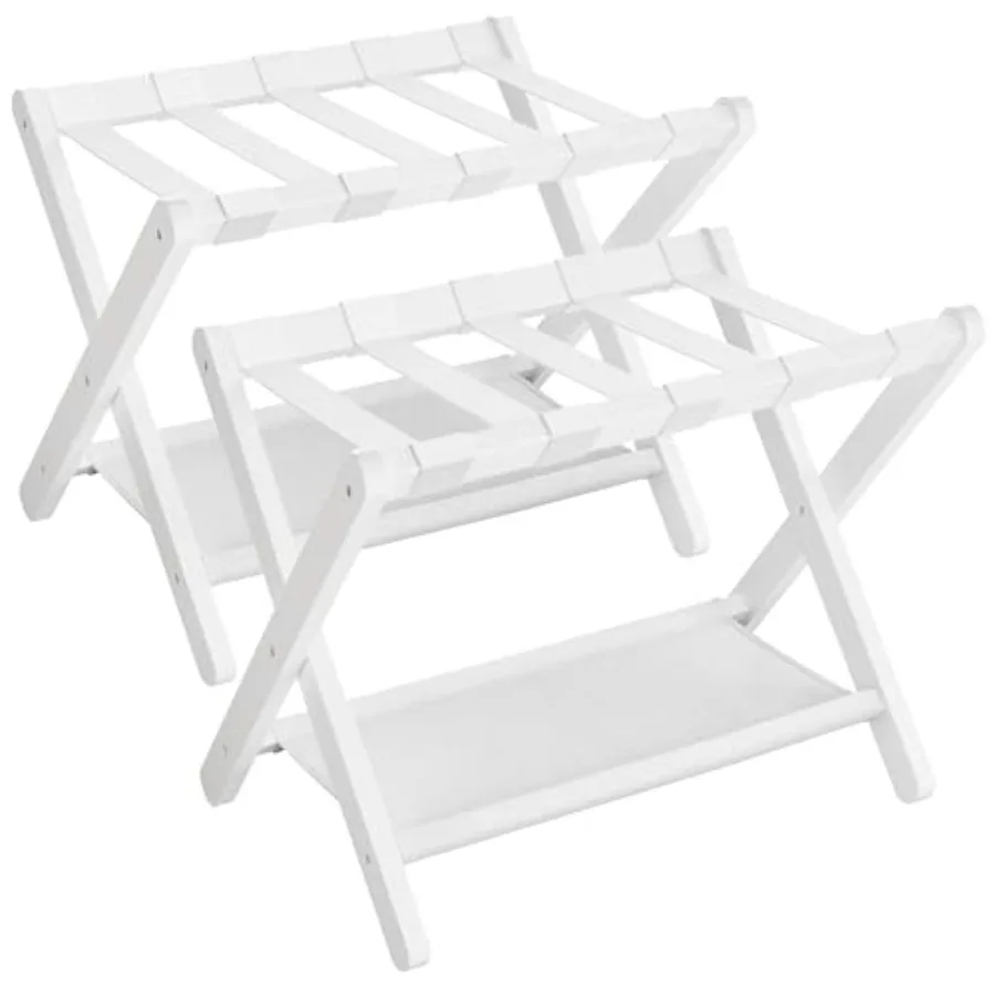 

Luggage Rack Set of 2 Folding Suitcase Stand with Storage Shelf for Guest Room Hotel Bedroom Heavy-Duty Holds up to 131 lb URLR