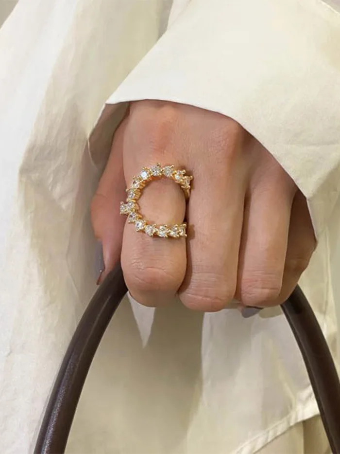 

Женское кольцо с бриллиантом в форме полумесяца, экстравагантное винтажное модное кольцо, ювелирный аксессуар