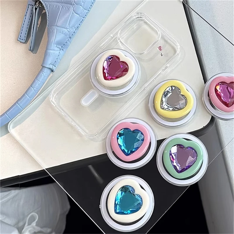 

Синий драгоценный камень в форме сердца для Magsafe, магнитная ручка для телефона, подставка Tok Griptok для iPhone, забавный складной держатель для беспроводной зарядки