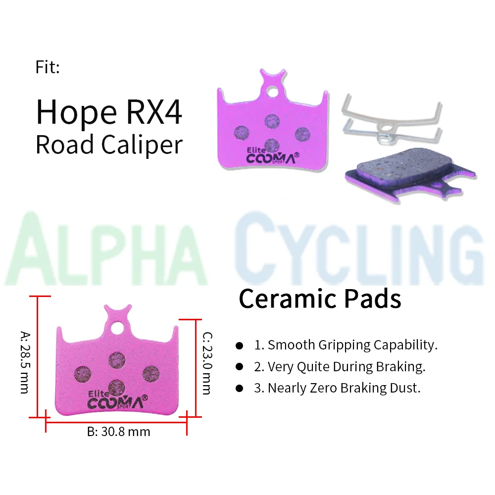 4 Pairs Ceramic Bicycle Disc Brake Pads for Hope RX4 Road Caliper, Elite Class