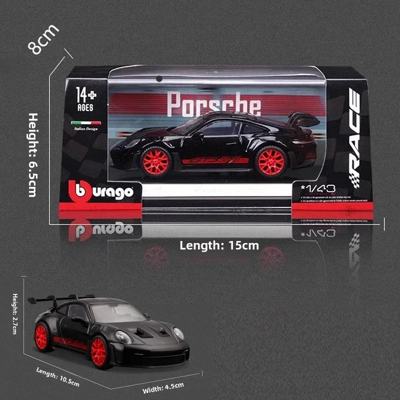 Porsche 911 GT3 RS Super Model samochodu Dzieci Chłopiec Mężczyzna Zabawka Pojazd z wyświetlaczem Diecast 1:43 Prezent urodzinowy Miniatura Voiture