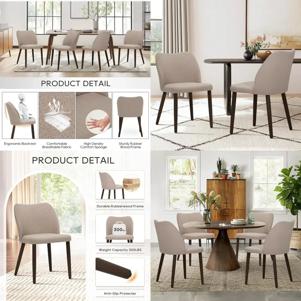 

Комплект из 2 обеденных стульев с мягким сиденьем и обивкой, тканевые стулья с деревянными ножками для дома или ресторана