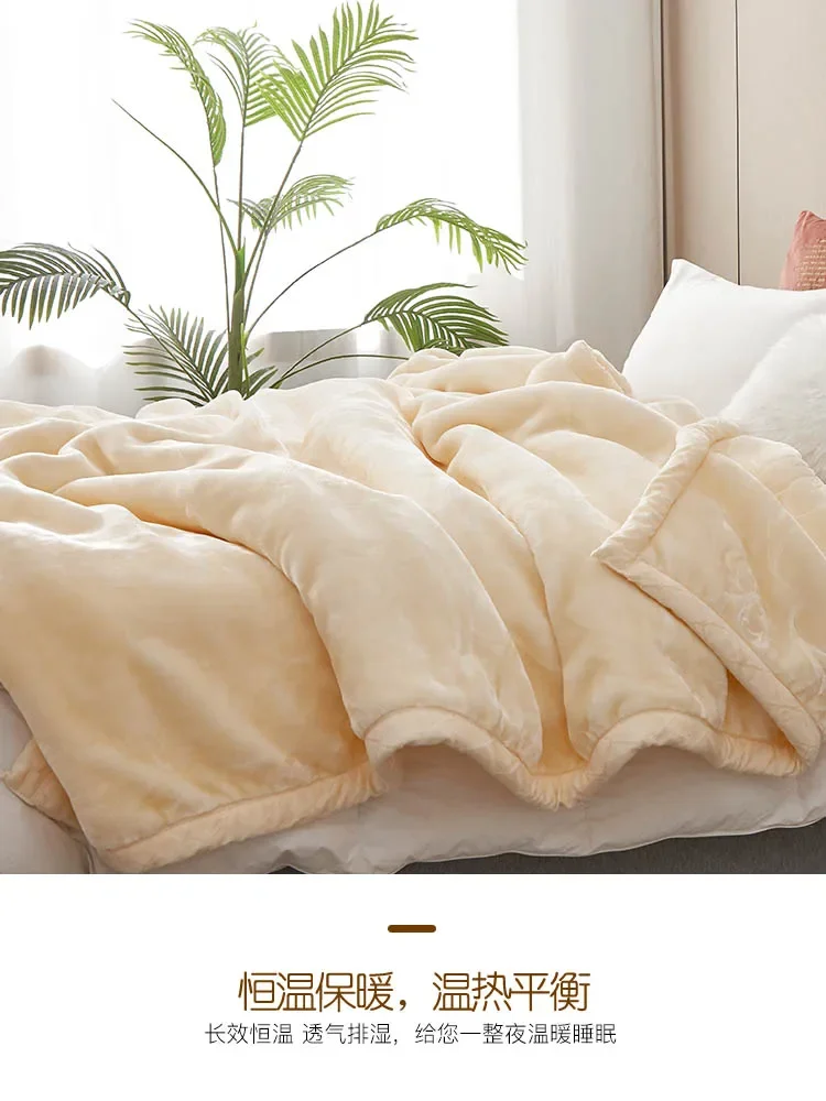 Premium Raschel Blankets Thickened Winter Fleece 5kg Double Bedding Warm Quilt Blanket