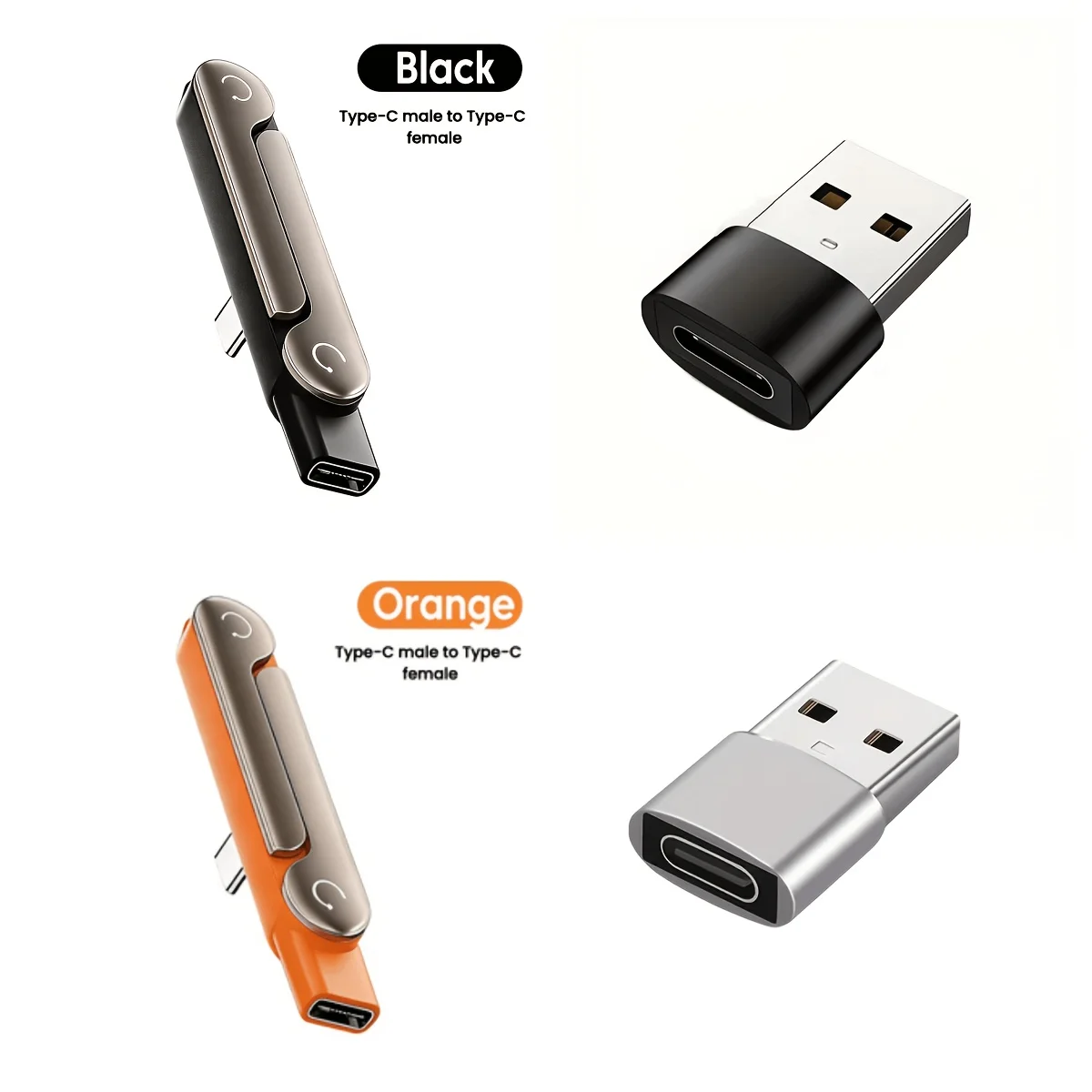 Type C Phone Charging Bracket Adapter 2 in 1 Portable Foldable Phone Stand OTG 360-Degree Rotatable for Type-C Interface