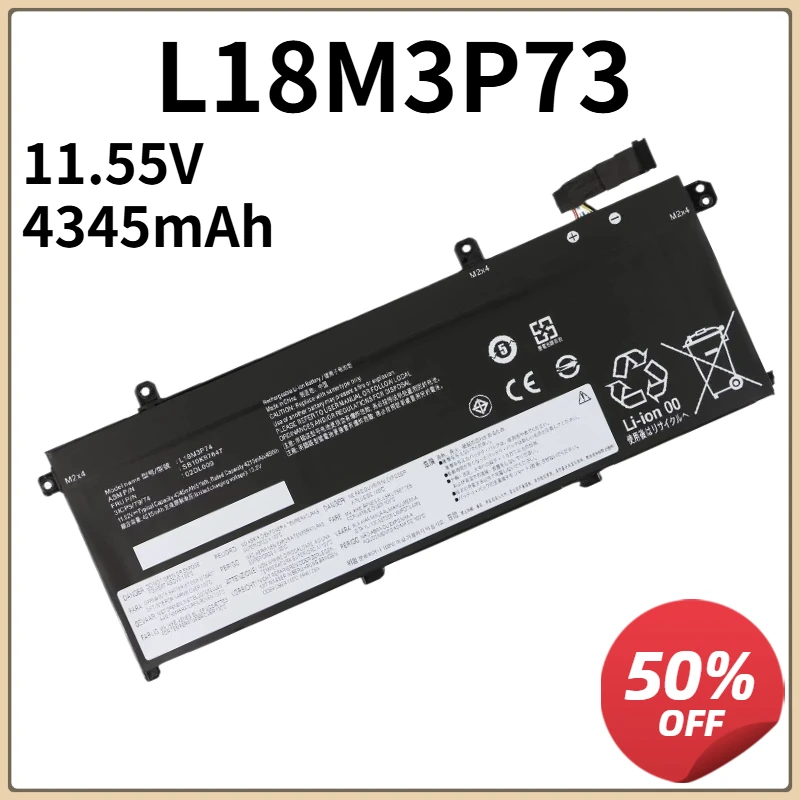 

11.55V 51Wh 4345mAh L18M3P74 L18M3P73 L18L3P73 Laptop Battery For ThinkPad T490 T495 P43S T14