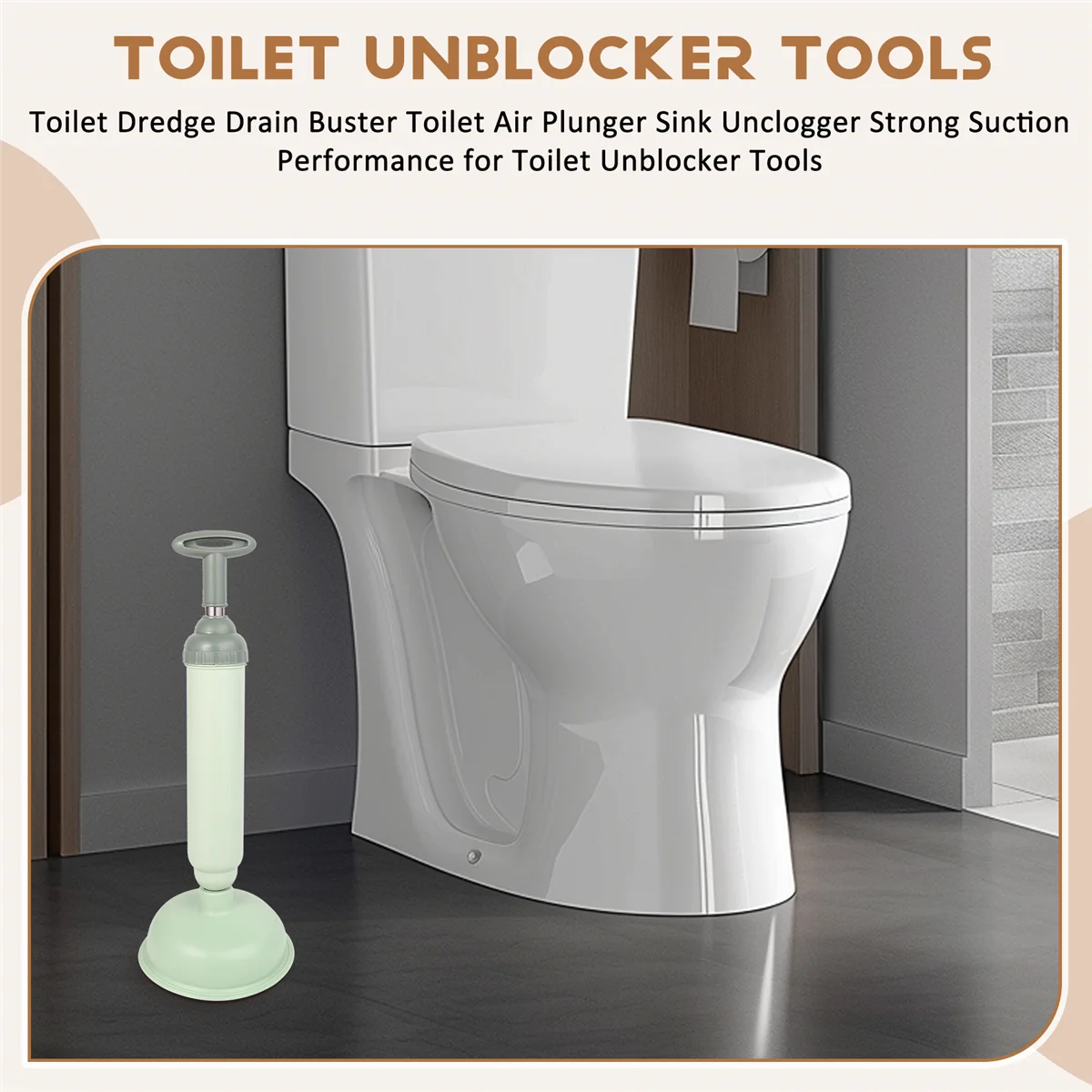 

B13CToilet Dredge Drain Buster Toilet Air Plunger Sink Unclogger Strong Suction Performance for Toilet Unblocker Tools