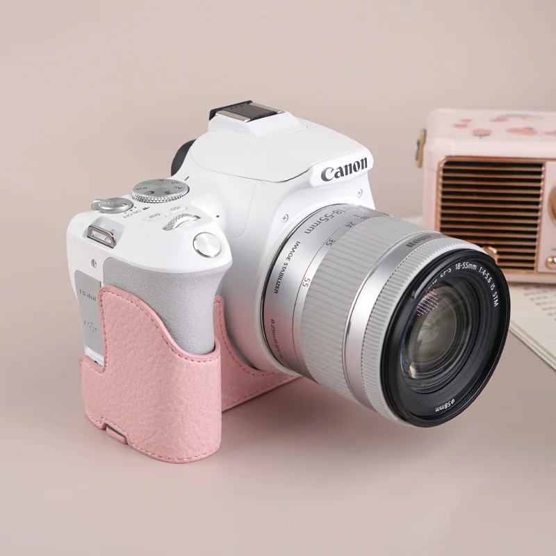 ฐานรองเค้กครึ่งกล้องสำหรับ Canon 200DII 200D Mark เคสคอมพิวเตอร์1/4สกรูฝาครอบกล้องพร้อมสายคล้องไหล่ฟิล์มกระจก