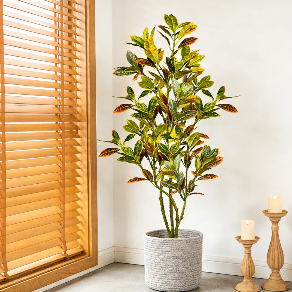 80-120cm Großer Künstlicher Banyanbaum Künstliche Ficus-Pflanzen Plastikbaum-Blätter Hoher Geigenfeigenbaum für Heim-, Party- und Hochzeitsdekoration – Detail 3