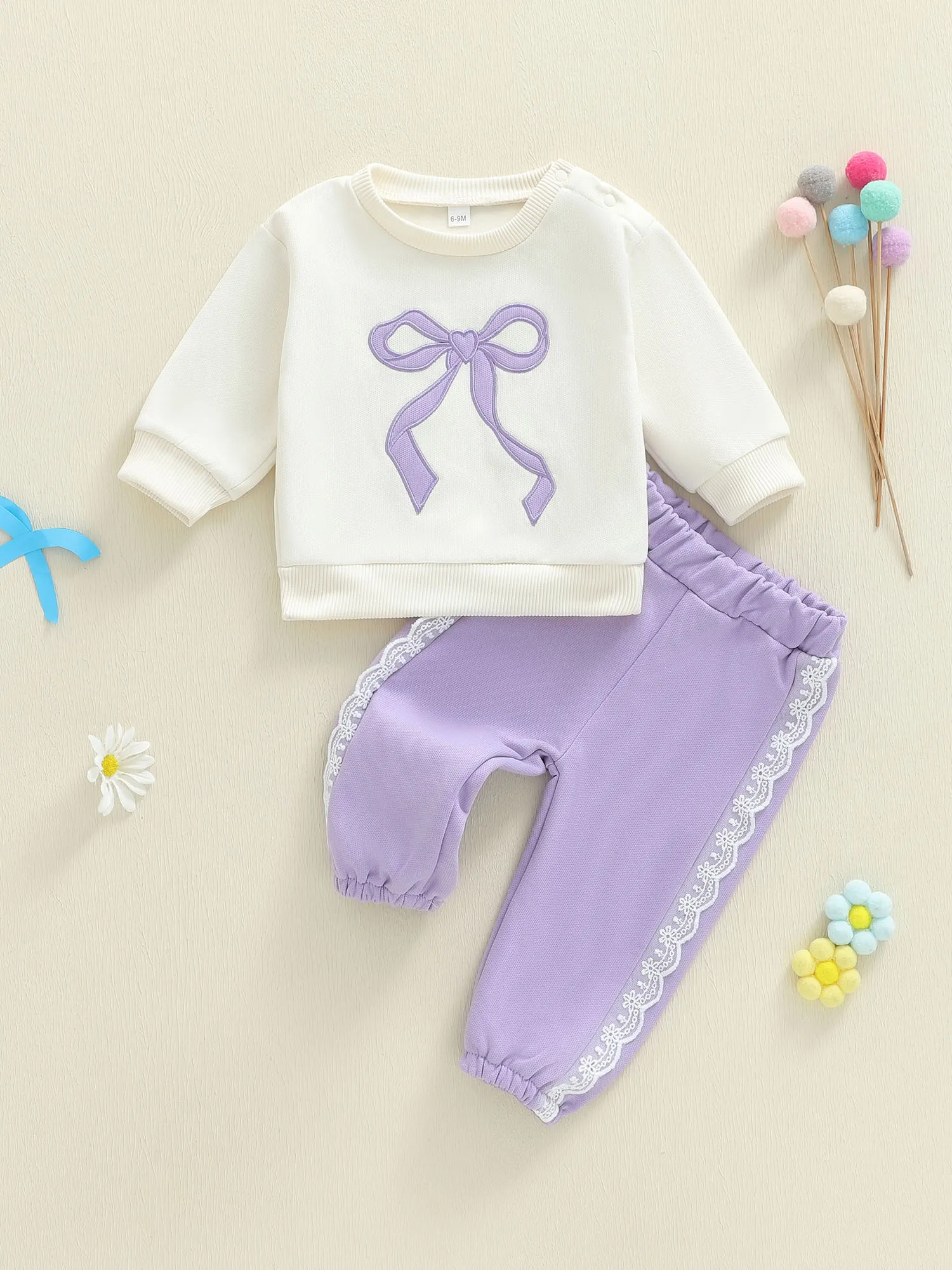 

Adorable Infant Girls Outfit Set Stylish Floral Applique Sweatshirt with Leggings 2 Piece Autumn Ensemble