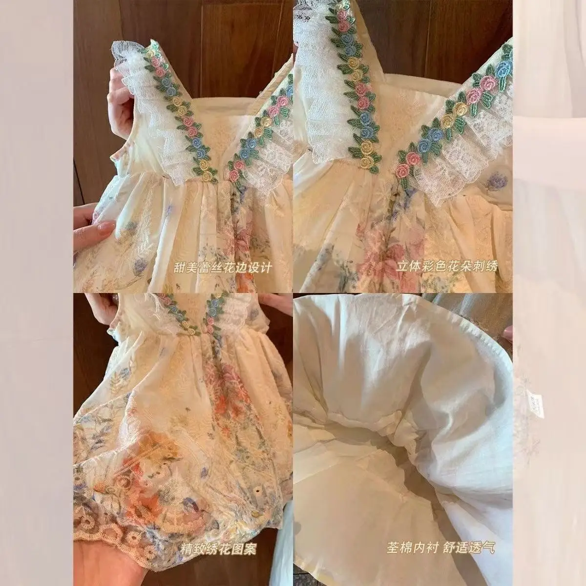 1-6 سنوات فستان صيفي للفتيات 2026 نمط جديد للأطفال طفل الأميرة النمط الغربي الفرنسية الأزهار سترة فستان 80-130 سنتيمتر