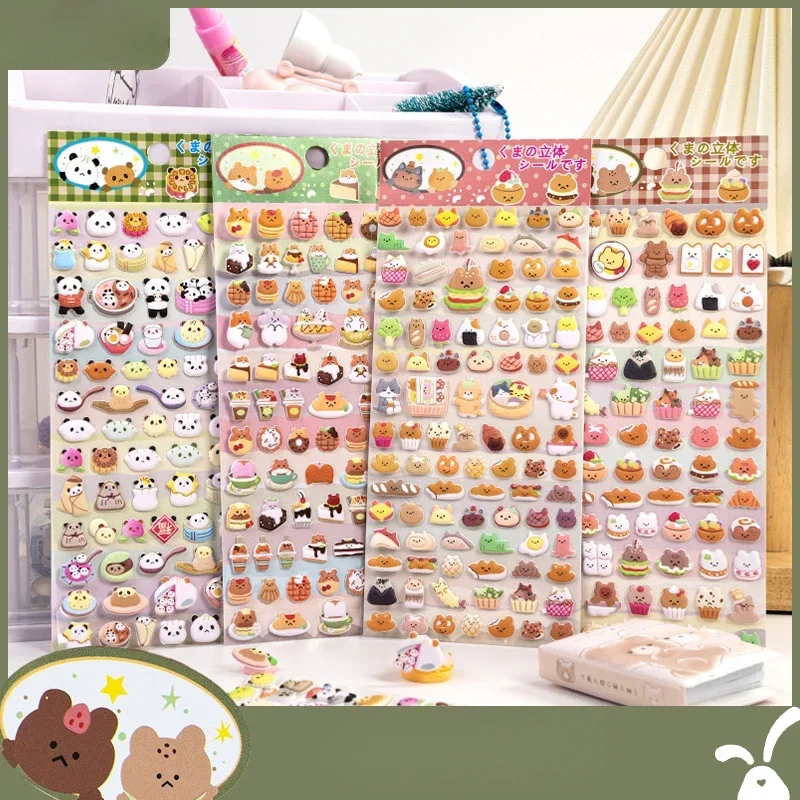 Mini Cartoon Journaling Sticker for Kids Kawai Animal Panda Bear Scrapbook Sticker DIY Decor Phone Case Photocard Sticker Gift
